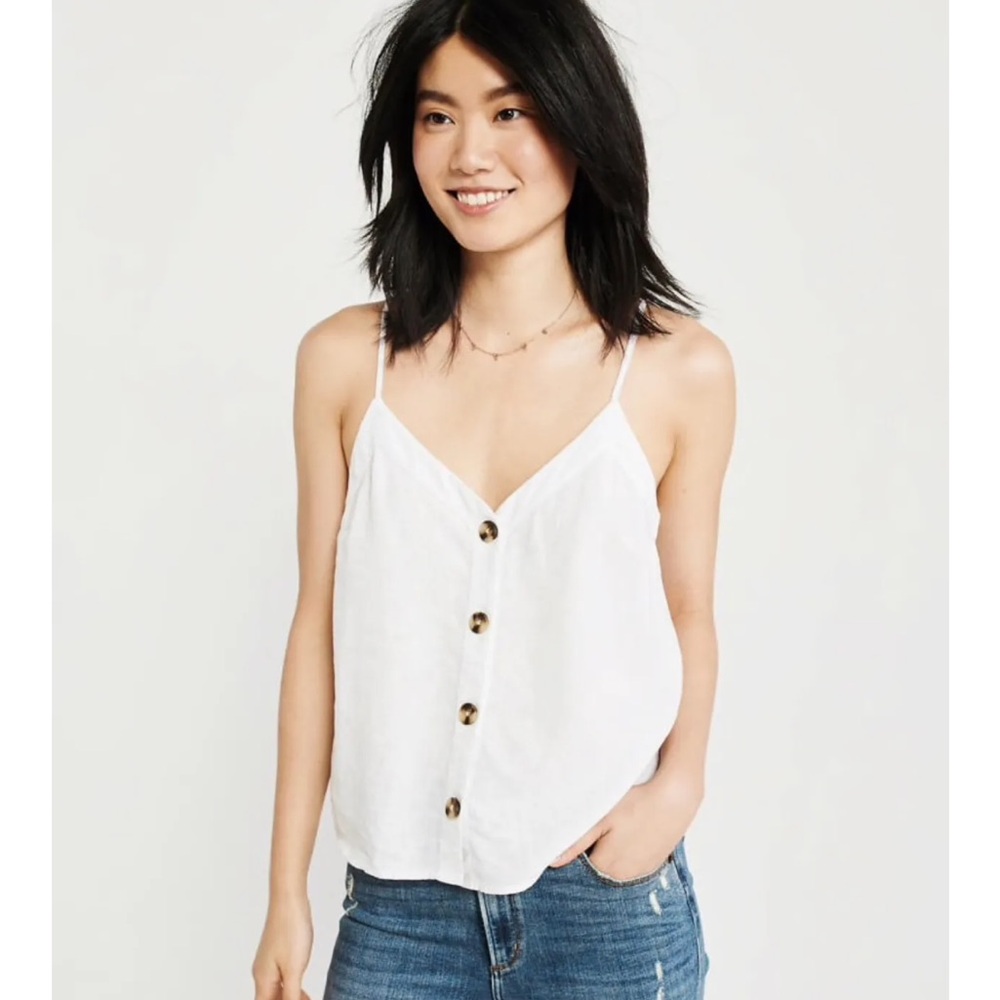 Abercrombie & Fitch White Button Down Tank Top Small